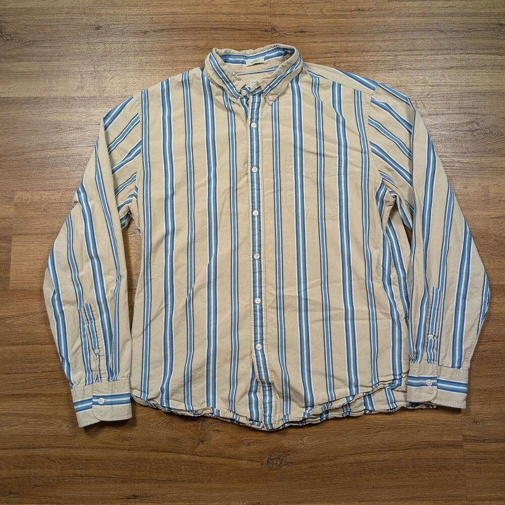 J Crew Shirt 100% Cotton Shirting Long Sleeve Button Down Mens Large Striped